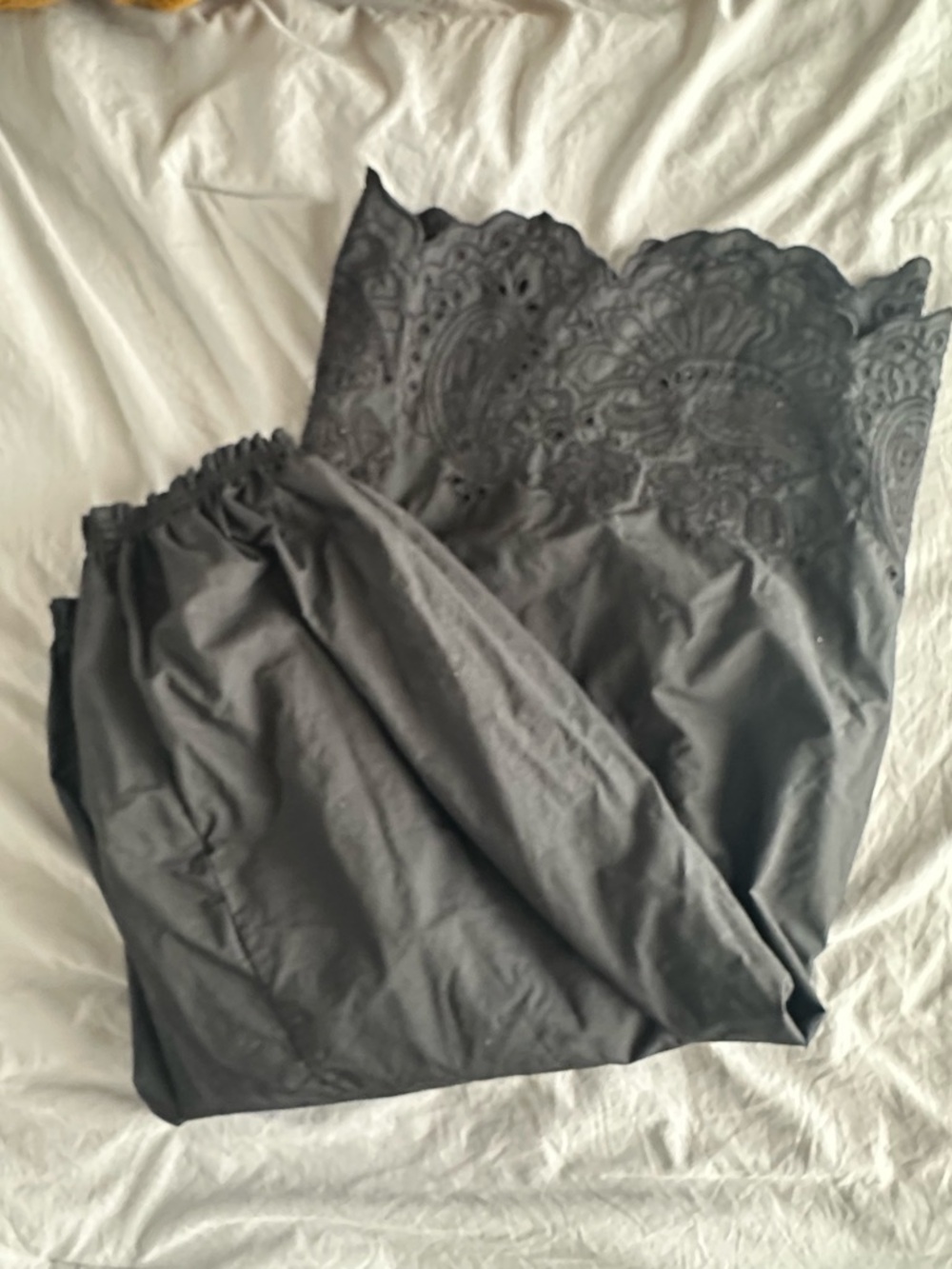 Aritzia Little Moon Black Midi Skirt with Embroidered Hem - Picture 2 of 3